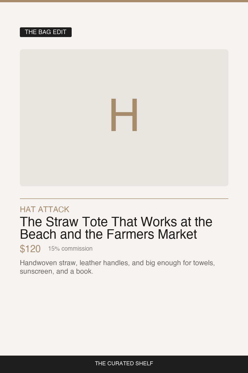 Straw Beach Tote by Hat Attack