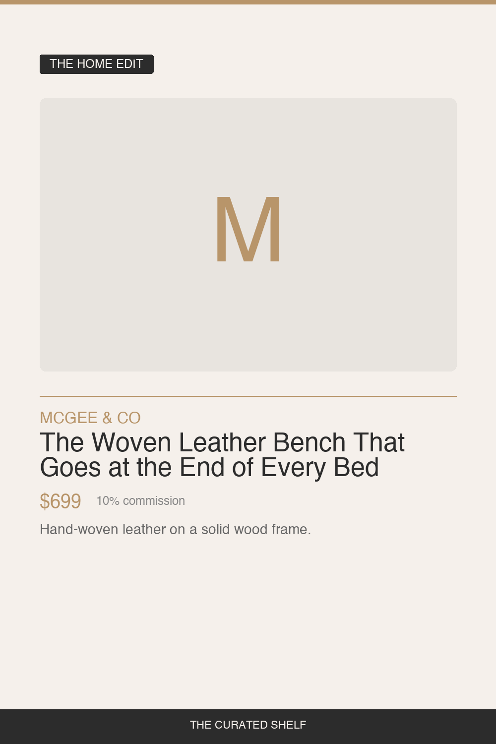 Woven Leather Bench by McGee & Co