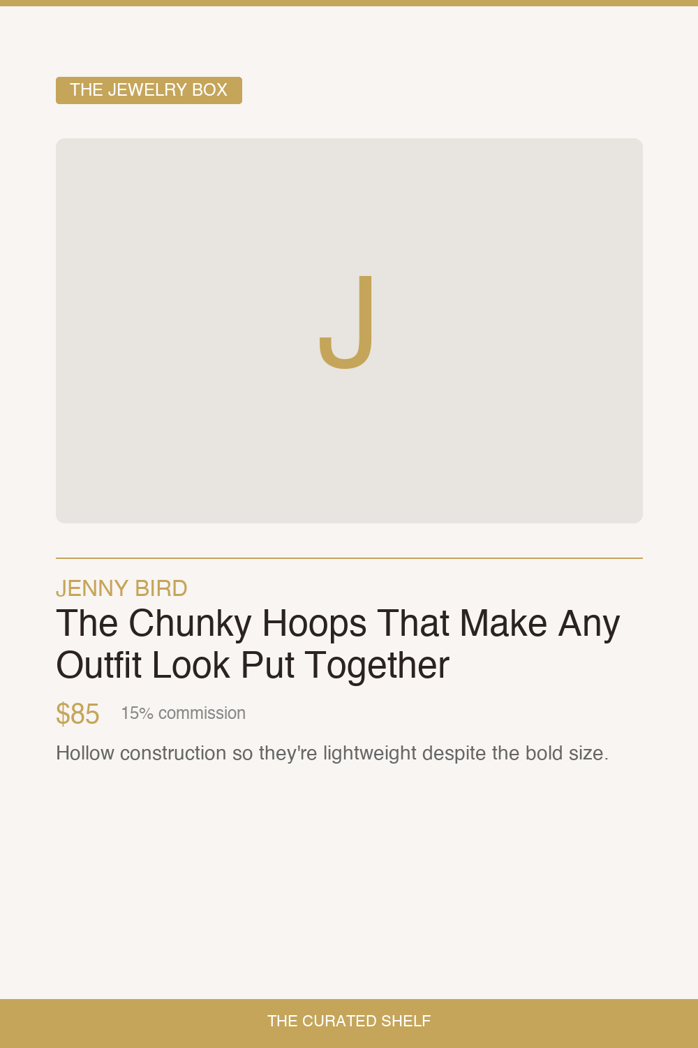 Chunky Gold Hoops by Jenny Bird