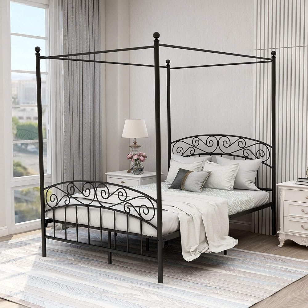 Black Iron Canopy Bed